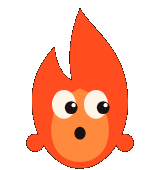 Blaze, HotClip's flame mascot, concentrating